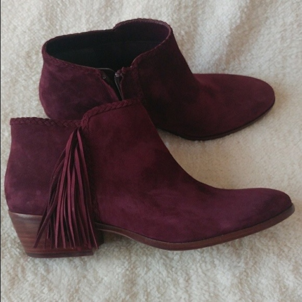 Sam Edelman Suede Booties with Tassel in Deep wine Color Sz. 7